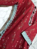 2-Piece Suit For Ladies Red Sky with blue Lining (Kameez & Dupatta)