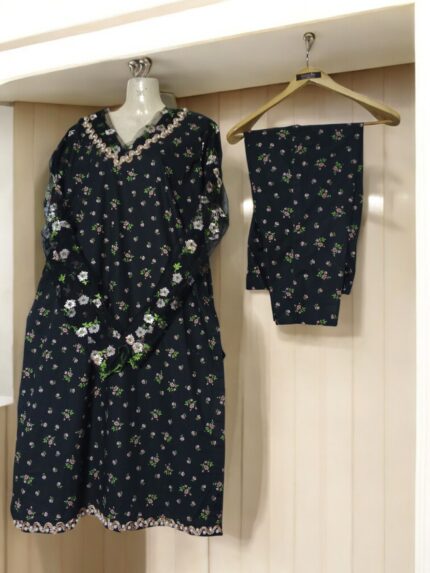 2 pc Suit - Midnight Petals
